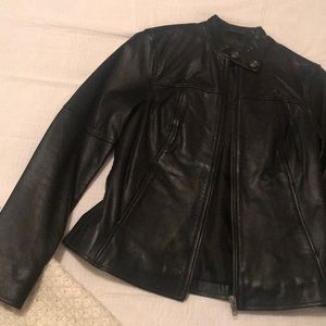 Black leather true religion jacket extra small